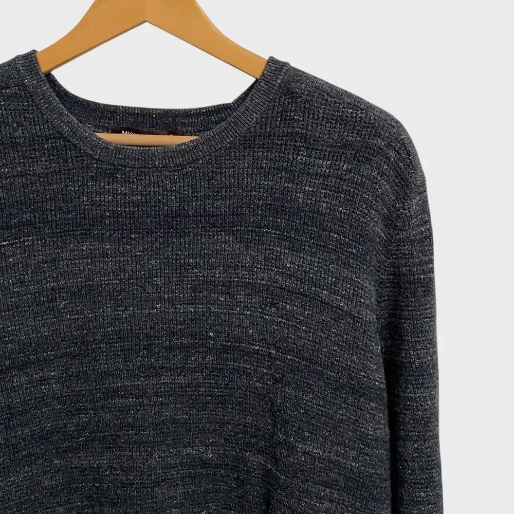 Michael Kors Men's Wool Blend Charcoal Melange Crewneck Sweater Size XL Textured